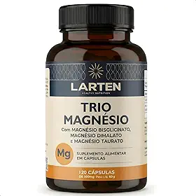 Trio Magnésio Quelato 3 em 1 Bisglicinato Dimalato Taurato LARTEN 120 Cápsulas