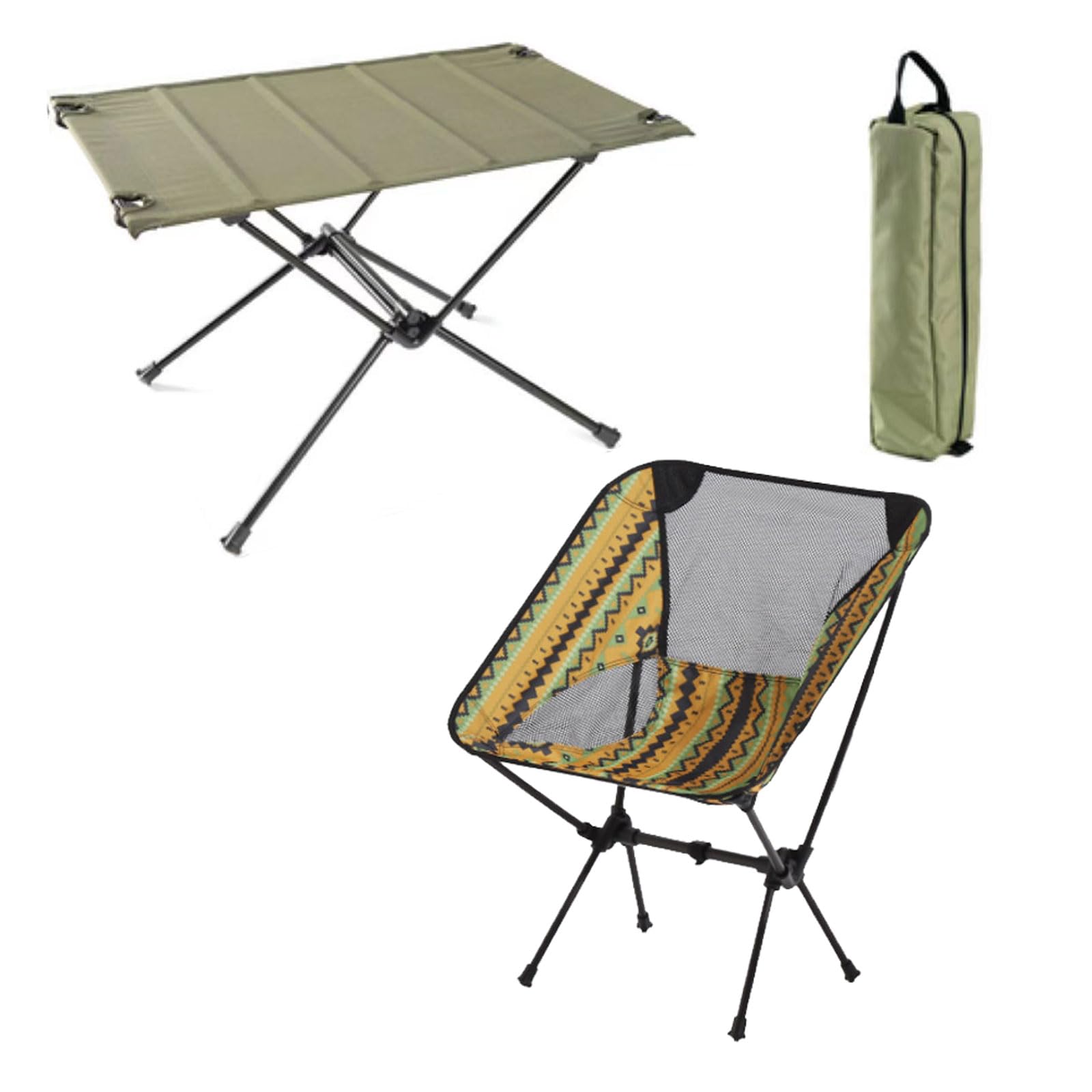 Table de pique-nique pliante portable lot de 2 chaises de camping randonnée voyage