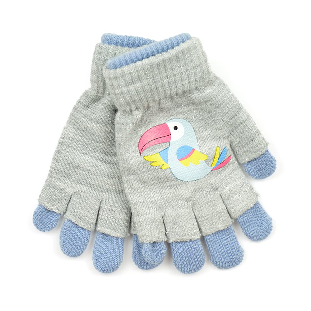 Undercover Girls Blue/Grey Lingerie 2 In 1 Thermal Magic Bird Gloves Gl918 Grey