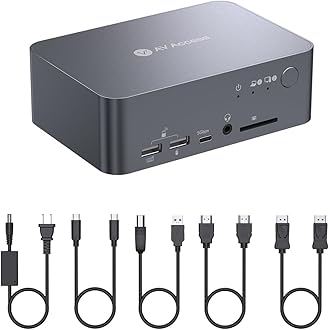 AV Access Docking Station Dual Monitor for Laptop & Desktop - USB-C Charge, Full Aluminum, KVM Switcher for 2 PCs with Ethernet, EDID, 4K@60Hz/2K@144Hz/1080P@240Hz, 3xUSB 3.0, Power Supply