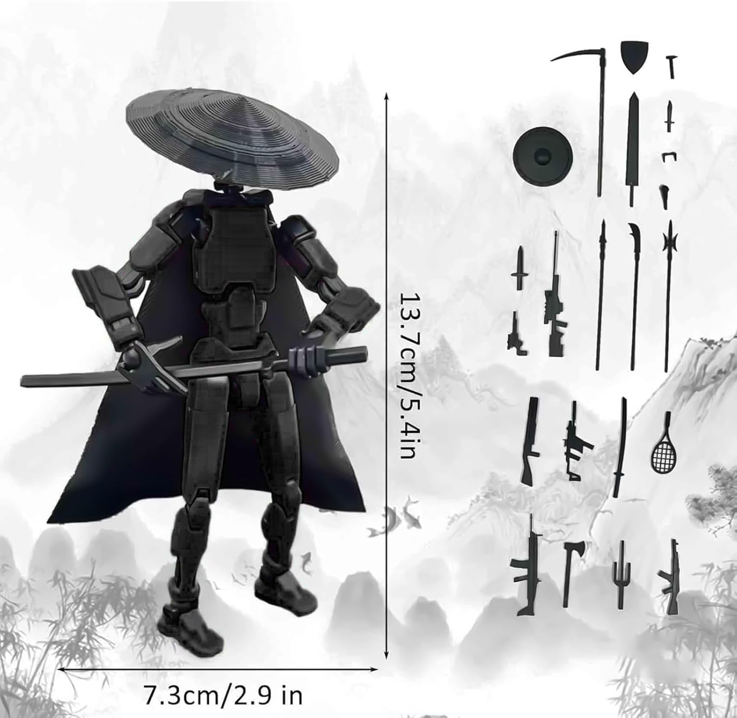 ASQzhuLIWing Black 13-joint movable 3D printed doll Titan13 moving Dummy Multi-joint movable robot toy Robot 13 Frozen desktop ornaments - Image 2