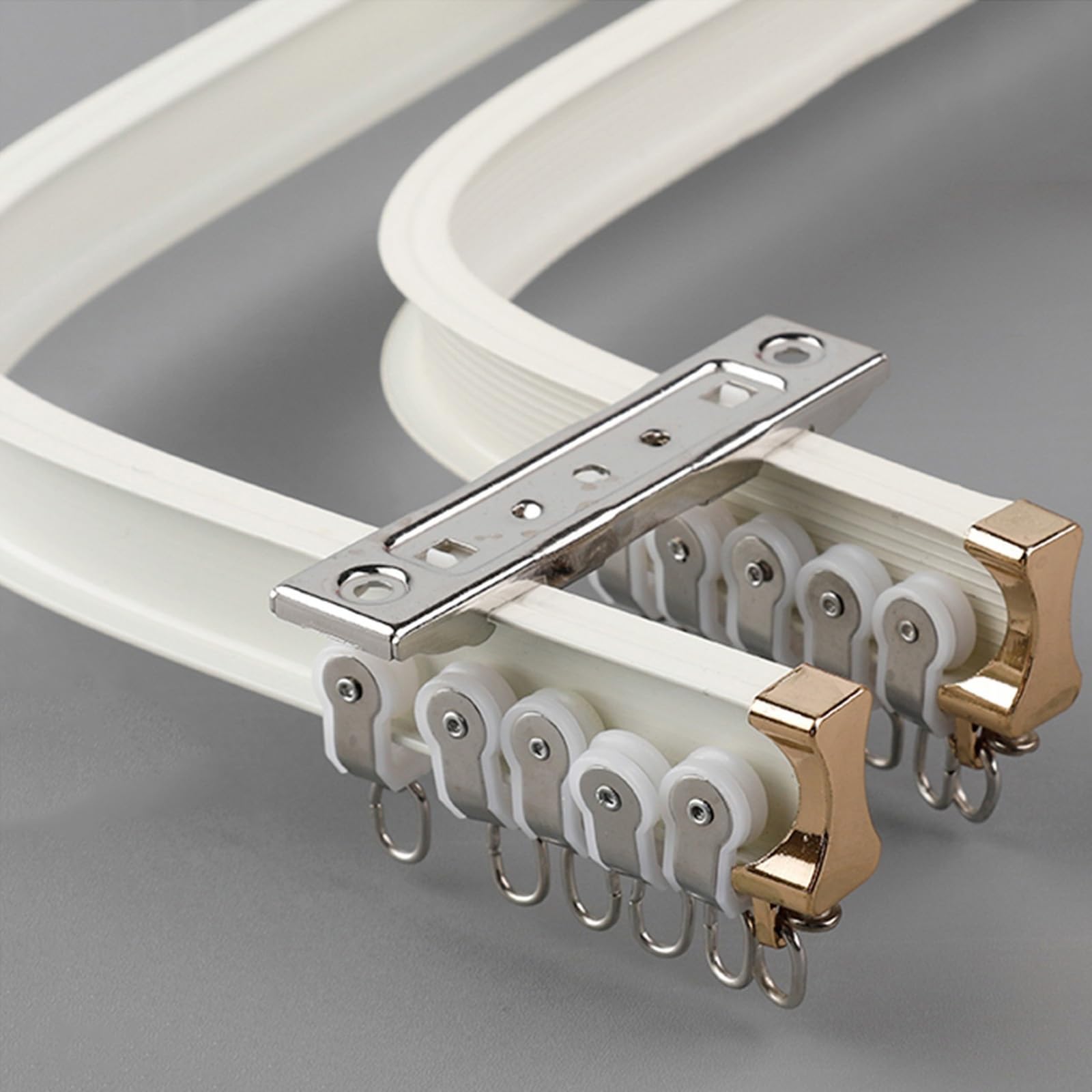 LTSRLL Aluminium Curtain Rail Flexible Curtain Double Track For Straight Or Bay Windows Shower Curtain Rods - Not Easy To Break - Easy To Bend(Color:White-Ceiling,Size:2.4m/7.9ft)