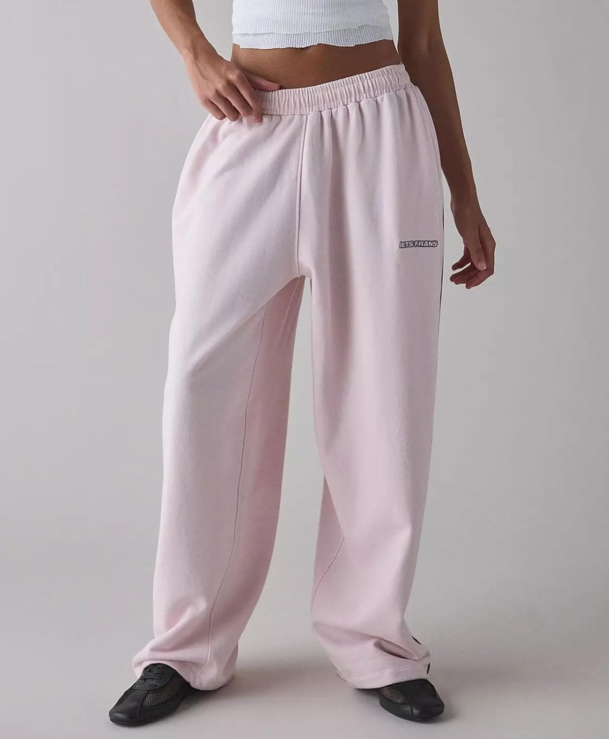 loveimgs Women Mid Rise Wide Leg Sweatpants Elastic Waist Lounge Pants Boyfriend Baggy Trousers Casual Comfy Joggers Pockets