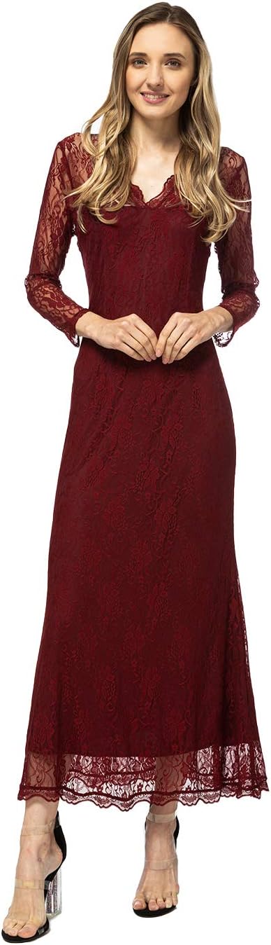 Anna-Kaci Women's Semi Sheer Floral Lace Gothic Ghost Halloween Mermaid Maxi Dress