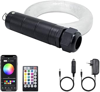 AMKI Fiber Optic Light for Home and Car Use, Star Ceiling Kit LED Lighting Decorations,6W RGBW Engine Driver with 28 Keys RF Remote Control 0.03in/0.75mm 6.5ft/2m 150pcs