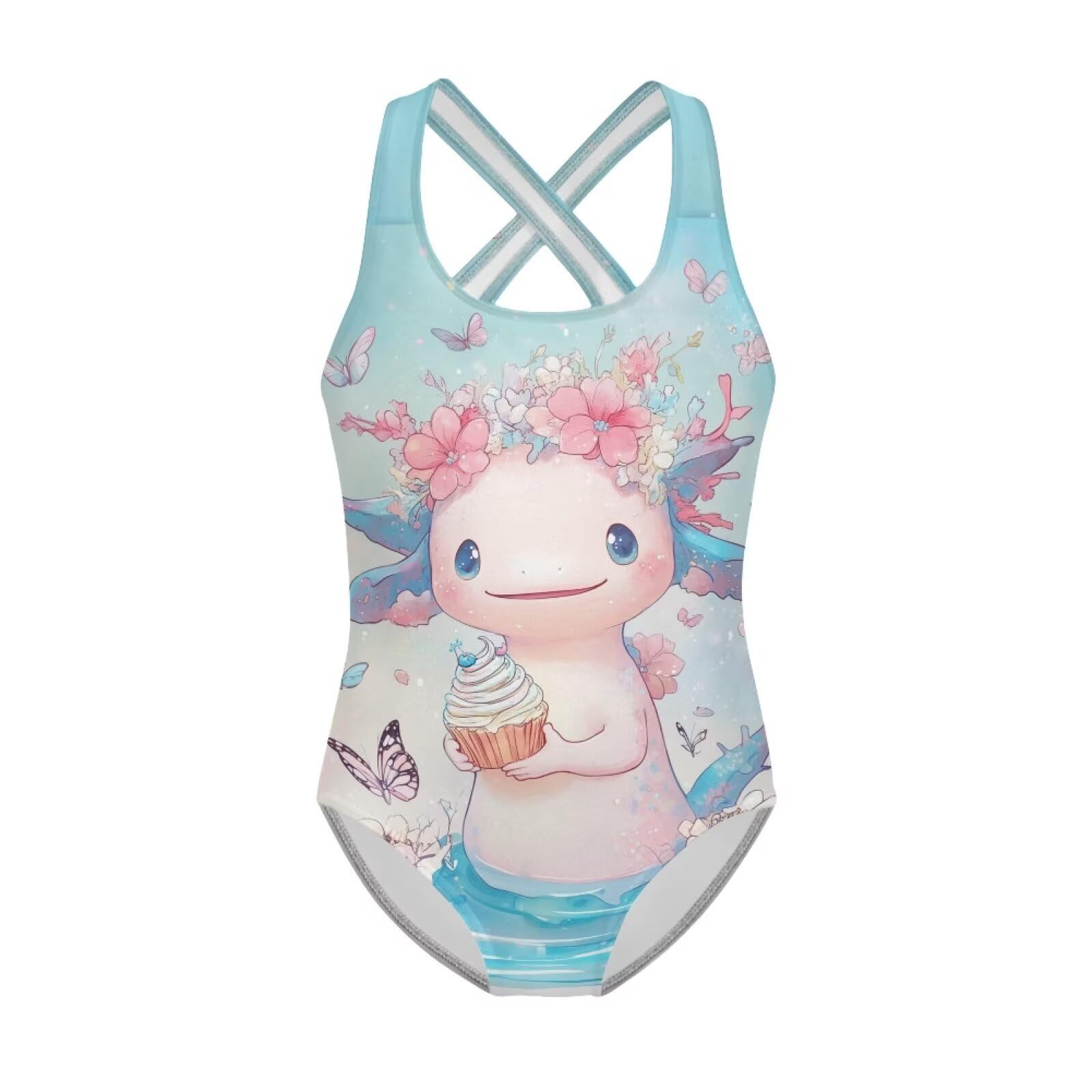Girls Swimsuit Criss Cross Back 1-Piece Summer Beach Swiwmear