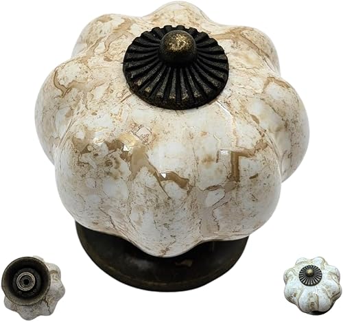 DIY Décor Hub - Set de 10Pomos antiguos de cerámica diseño calabaza asas para gabinetes clóset aparador cajones mobiliario de cocina o habitación