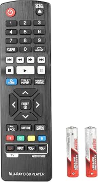 AKB75135301 Remote Control Compatible with LG Blu-Ray Disc Player UP970 UBKM9 UBK90 BP330 BP440 BP430 BP530 BP540 BP550 BP630 BPM33 BPM331 BPM53 BPM54 BPM55 Replacement Controller with Batteries