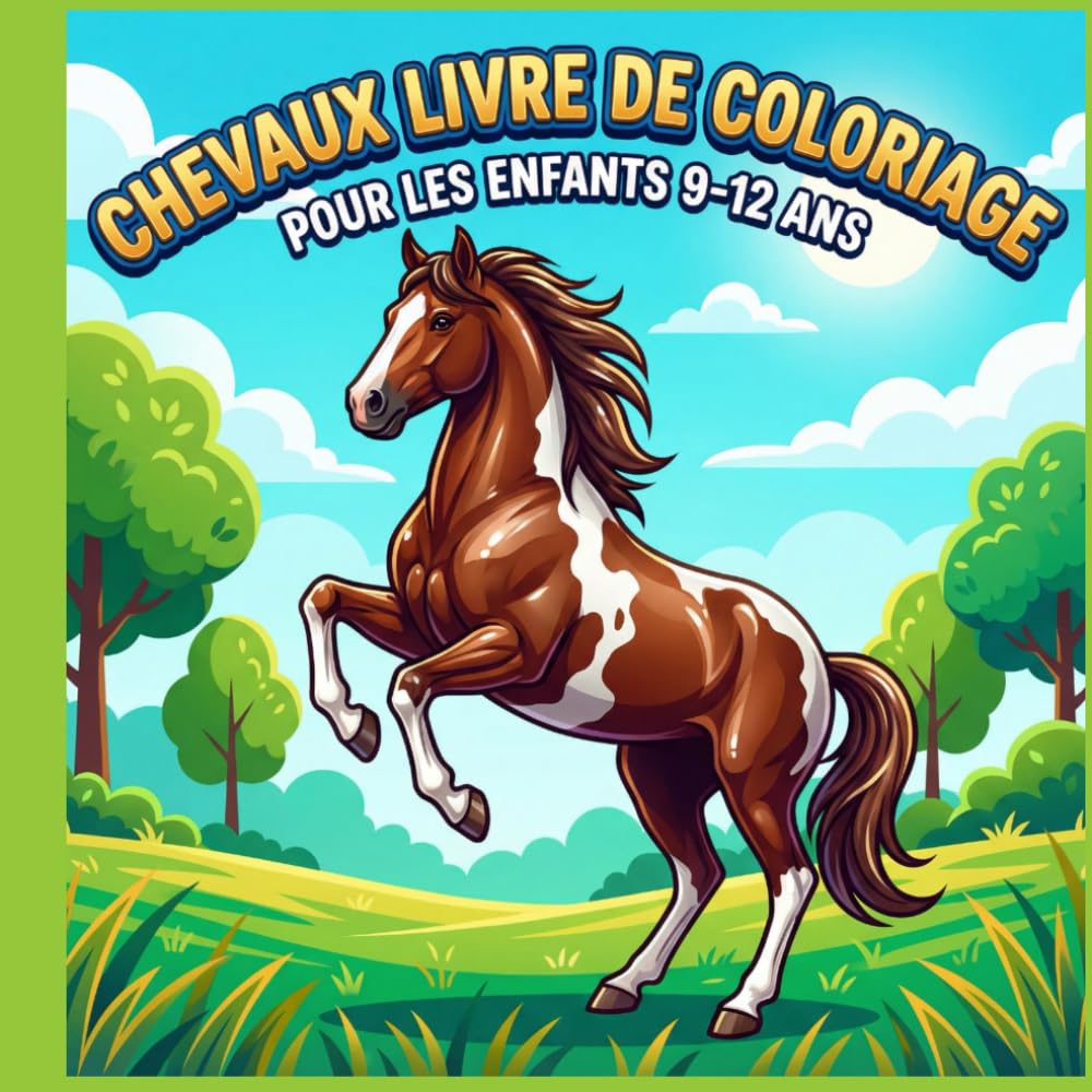 Chevaux – Livre de coloriage : Pour les enfants 9–12 ans: Magnifiques chevaux à colorier – Activité créative, relaxante et éducative pour les enfants passionnés d’animaux