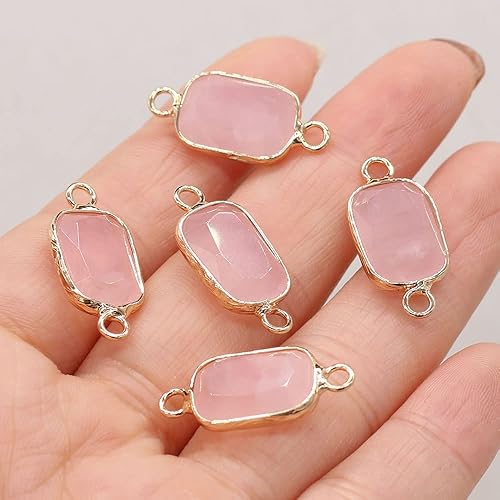 Miniatura 3 de LE SKY 8 piezas de conectores colgantes de piedra natural rectabgle mezclados de piedra de cristal para hacer joyas, accesorios de collar, Piedra