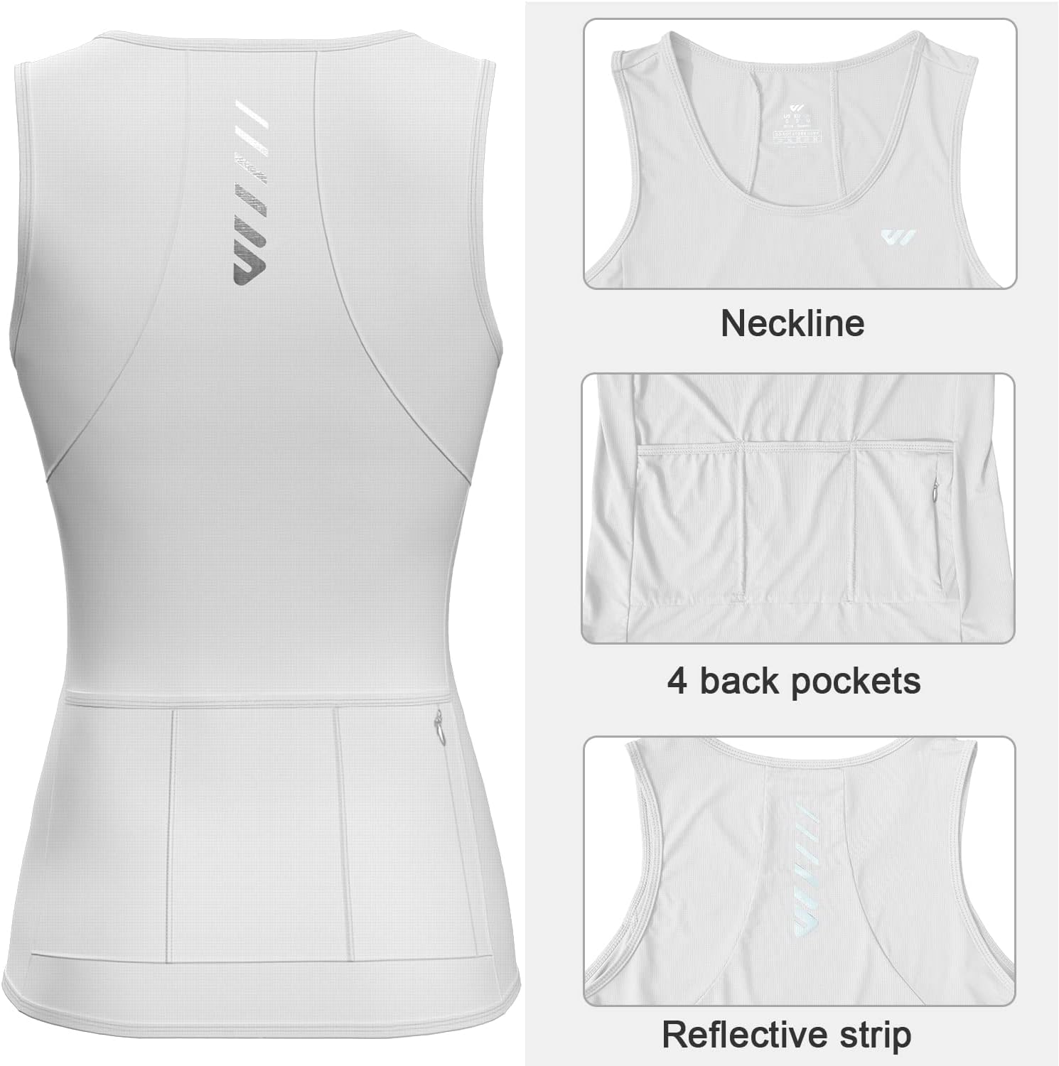 Wulibike Sleeveless Cycling Jersey Women Running Shirts Vest bike top Summer Biking tank With Pockets Beige M - Image 6