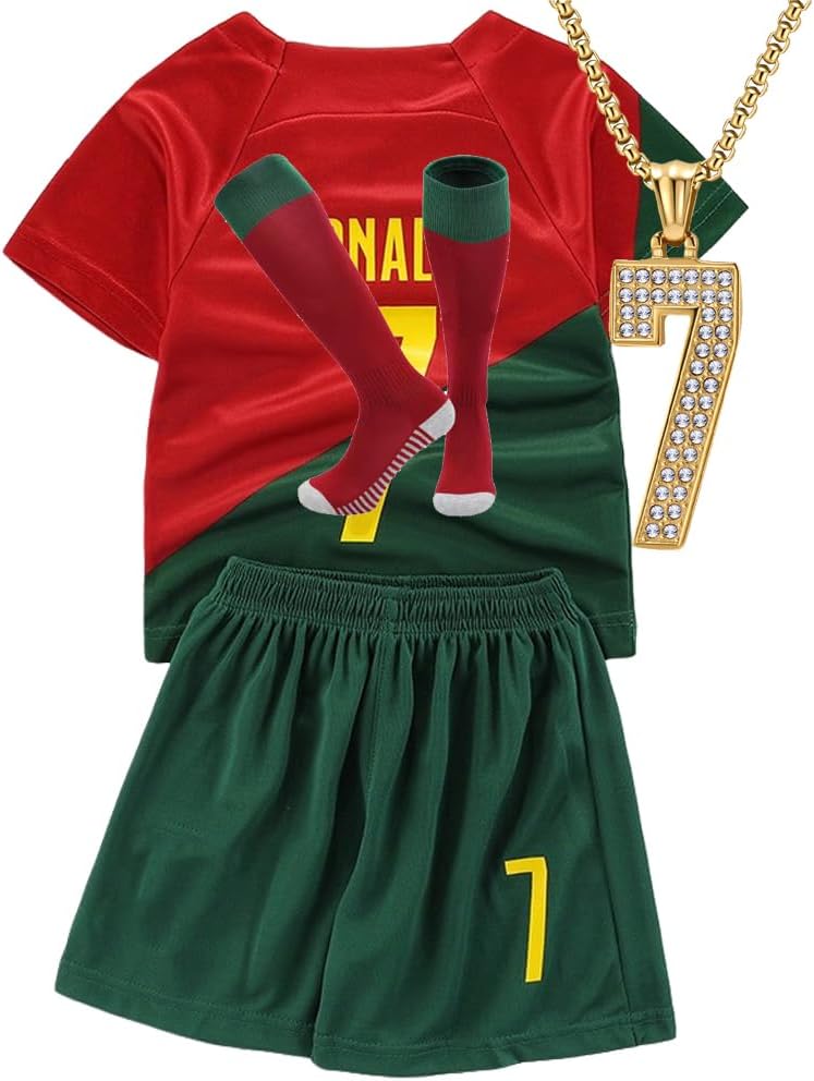 Casmyd Kids Argentina Soccer Jersey Set for Boys&Girls 2026 Portugal Football Team Jersey Kit Youth Training Uniform