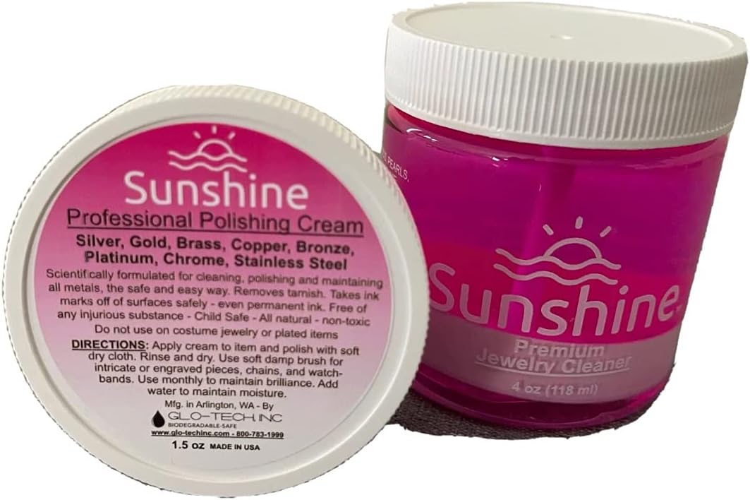 Premium Jewelry Cleaner Kit with Metal Polish - Safe Jewelry Cleaner Solution for Diamonds, Gold, Silver, Wedding Rings, Earrings & All Jewelry Pieces