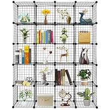 Wire Cube Storage, 20-Cube Storage Organizer Metal, C Grids Storage Bins Shelving, Modular Bookshelf Shelf, Closet Cabinet Ideal for Bedroom, Office,47 x 14 x 70H, Black