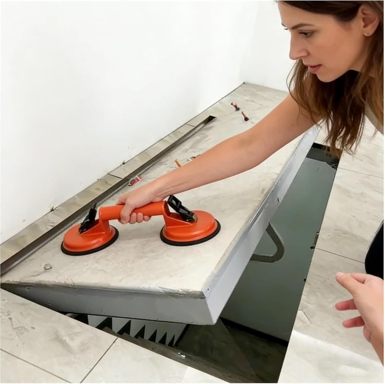 Crawl Space Floor Access Door Hatch, Heavy-Duty Steel Hidden Storage Room/Basement Entry Doors, Invisible Cellar Entrance Cover Plate(LxW 34x24 in)