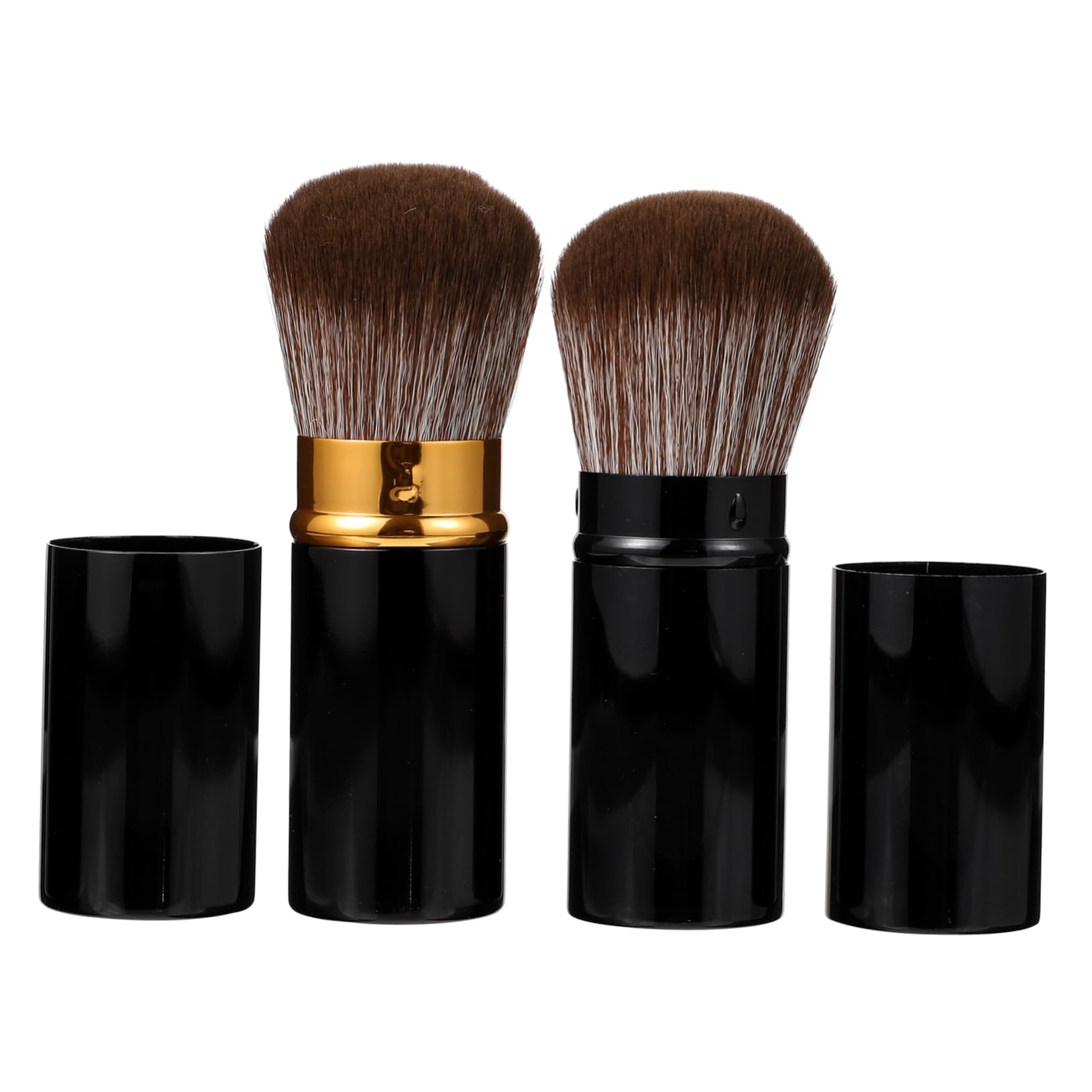 SAFIGLE 2Pcs Portable Multi Purpose Makeup Brush Retractable Foundation Blush Brush for Easy Application Travel Friendly Cosmetics Tool for Women Black