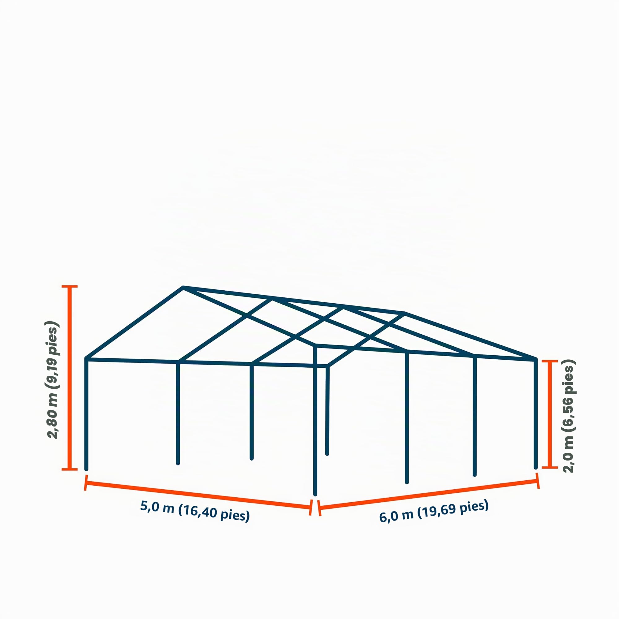 Carpa de Fiesta 5x6 m Carpa para Fiestas Carpa de Lona PE 450 N Carpa de jardín Carpa para Fiestas Blanca Impermeable
