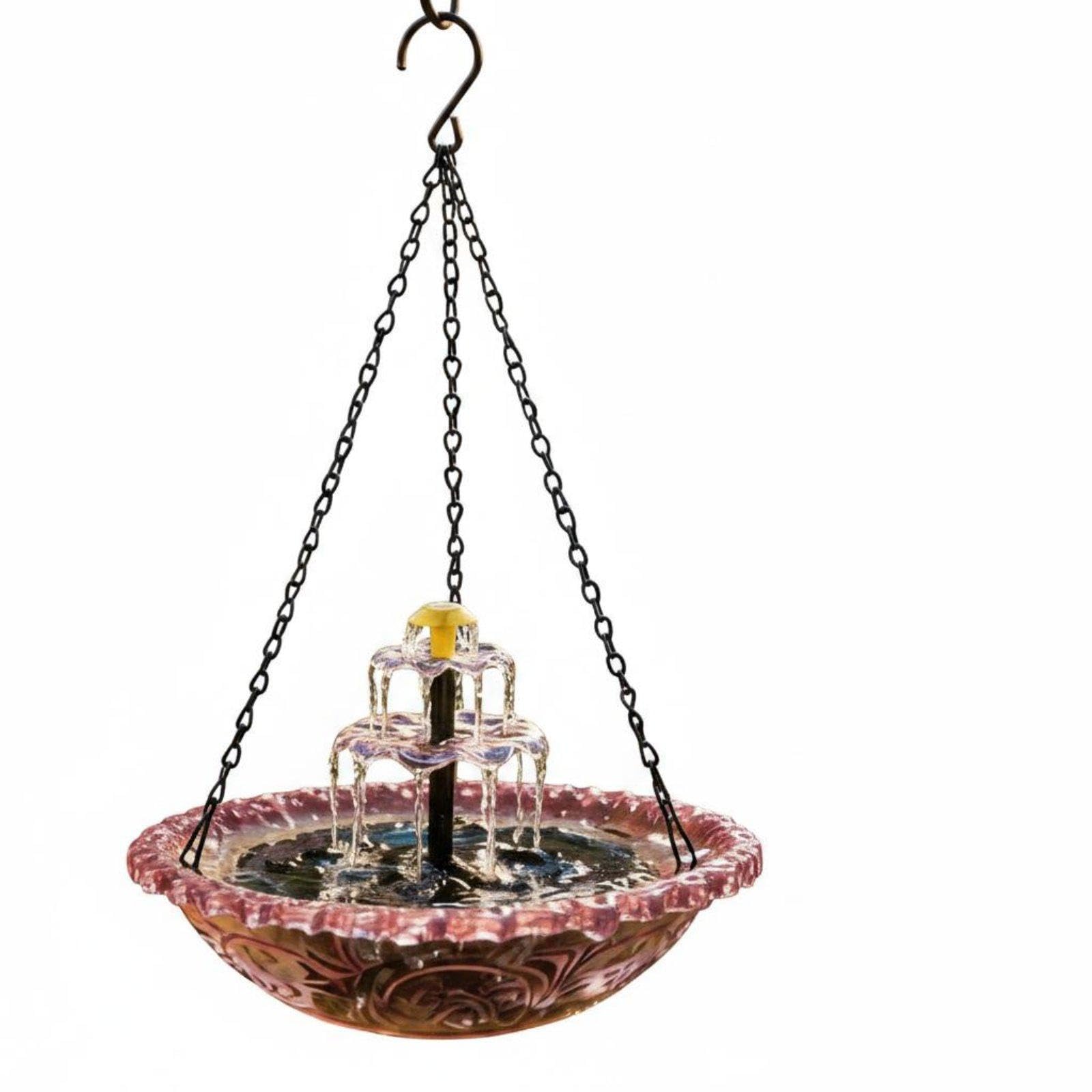 Solar Bird Bath Water Feature Cascading Water Stream Hanging Bird Bath Water Feature No Wiring Garden Decor for Outdoor, Patio Purple-image-45