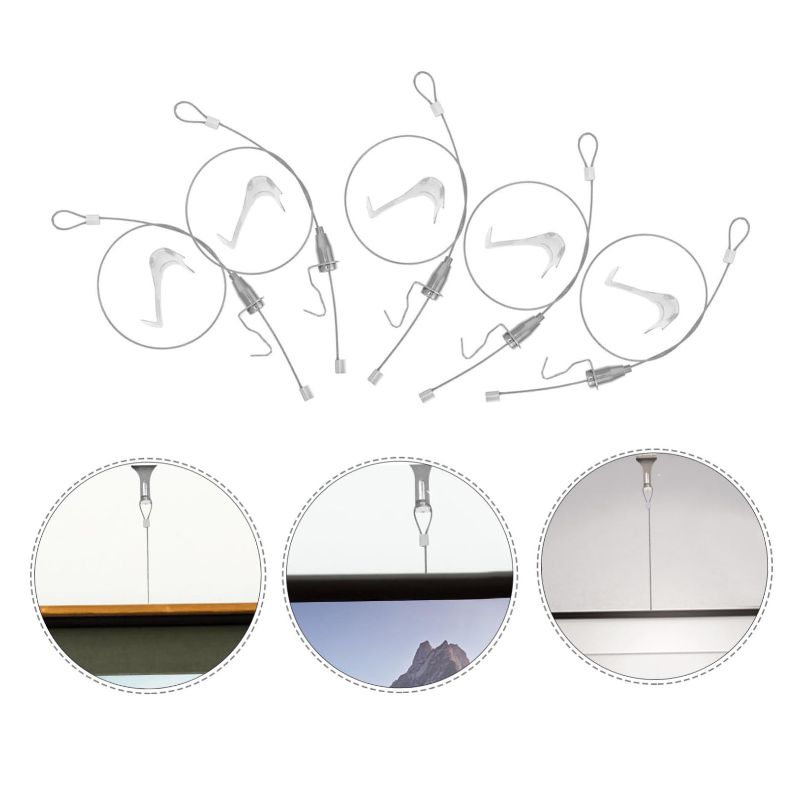 Kit 10 Set Ganci Regolabili per Quadri in Acciaio Inossidabile Argento per Appendere Immagini e Opere D'arte, Facile da Installare, per Casa e Esposizioni