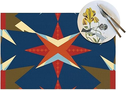 Miniatura 5 de 6 PCS PVC Placemats Set Place Mats Big Star Arrow Non-Slip Weave Place Mats 12" x 18" Farmhouse Durable Table Mat Set for Family Dinners Wedding
