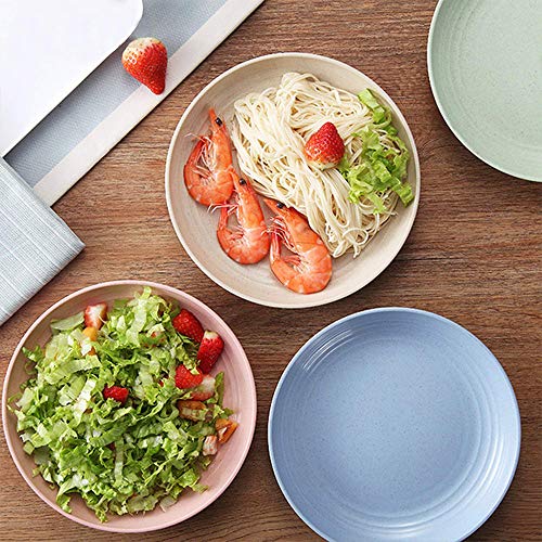 6 Pcs 6Inch Lightweight Wheat Straw Plates, Unbreakable Dinner Plate, Anti-Fallen, Dishwasher Microwave Safe Plates (Small, Blue) #TOP1