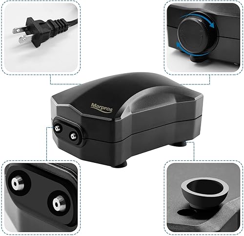 Miniatura 2 de Aquarium Air Pump Single OutletDual Outlet Adjustable Aerator with Accessories for 10-100 Gallon Fish Tank