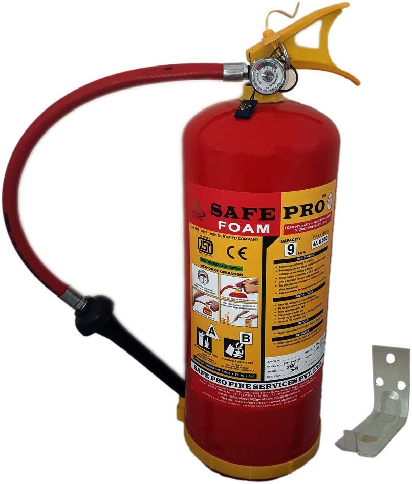 SAFE PRO Mechanical Foam Type Fire Extinguisher 9 LTR with Wall Mount Hook