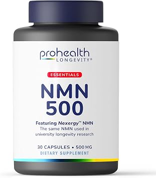 ProHealth Longevity Essentials NMN 500 500mg, 30 Capsules - Featuring NexergyTM NMN 500mg Supplement, NAD+ Precursor, Dietary Supplement, Cellular Health, Metabolism Support