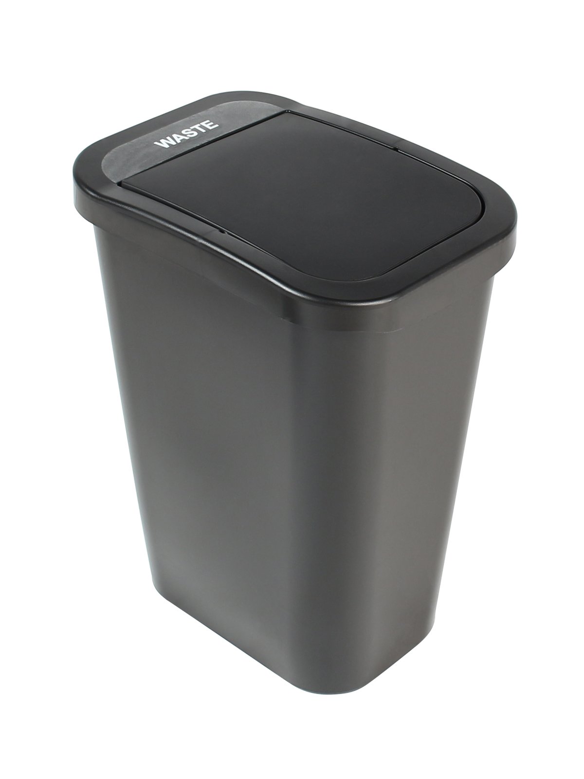 Busch Systems Billi Box Recycle Bin - Black Body Trash Can with Lid 10 Gallon - Waste Swing Rubbish Bin for Bedroom or Kitchen