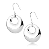 Stainless Steel Drop Dangle Round Disc Statement Earrings for Women