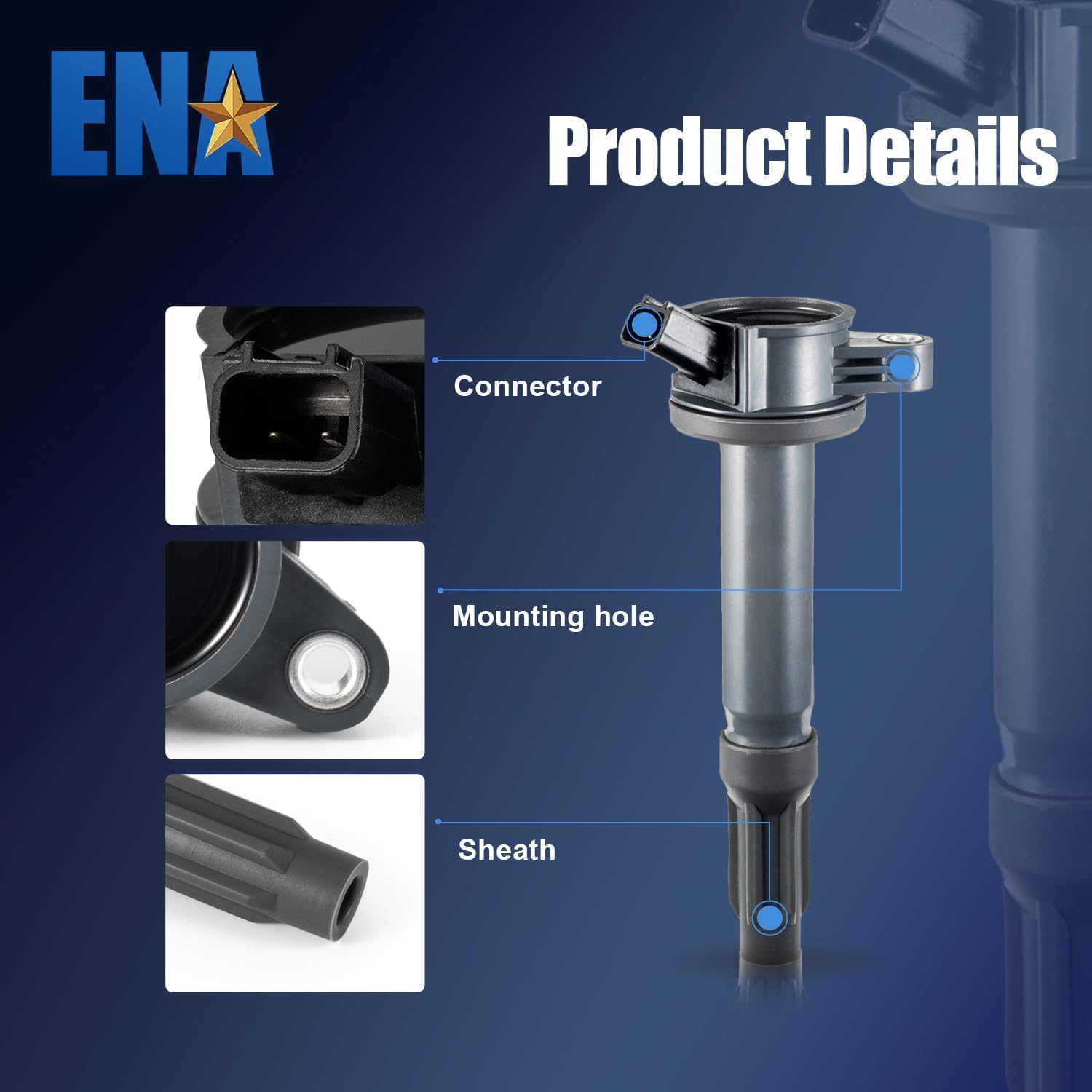 ENA Set of 6 Platinum Spark Plug and 6 Ignition Coil Pack Compatible with Ford Mercury Lincoln Mazda Fusion Zephyr Tribute Milan 3.0L V6 Replacement for UF486 SP433