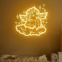 Cherub Neon Sign Childrens Bedroom Led Neon Lights for Wall Decor Light Up Signs for Nursery Baby welcome Ceremony Home Club Wedding Birthday Gender Reveal Party Home Bedroom Decorations