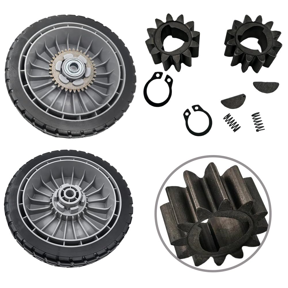 Lot de roues de rechange pour tondeuse à gazon avant et arrière de 20,3 cm - 42661-VE2-800 42672-VE2-800 pour modèles Honda HRR216 HRS216 HRT216 (2 roues arrière + 2 vitesses)