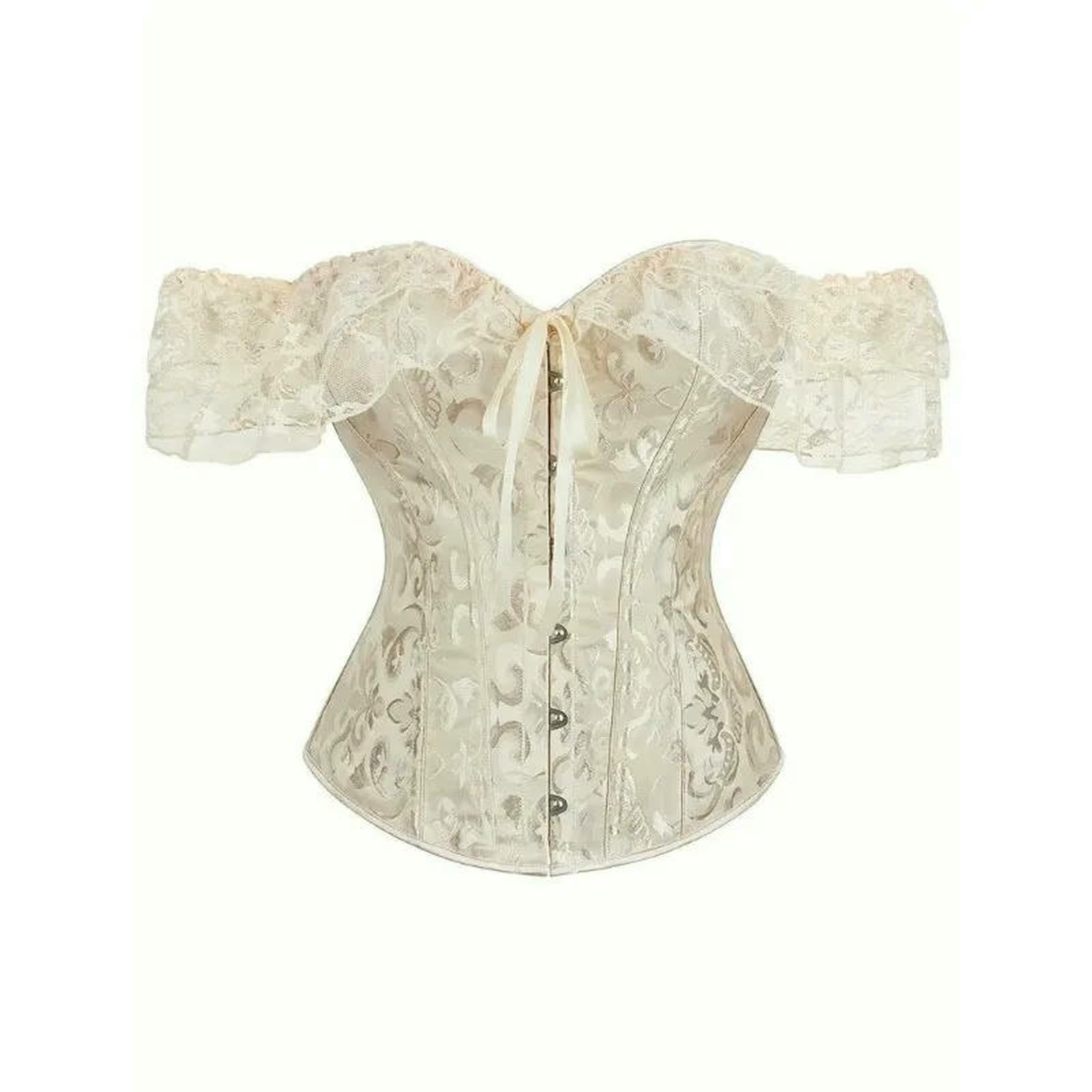 Ceinture amincissante Femme Corsetto da Donna A Maniche Corte Allacciato con Scollo Barca Top Corto Aderente Bustier Bianco Nero Rosa Femminile-Rosa-m