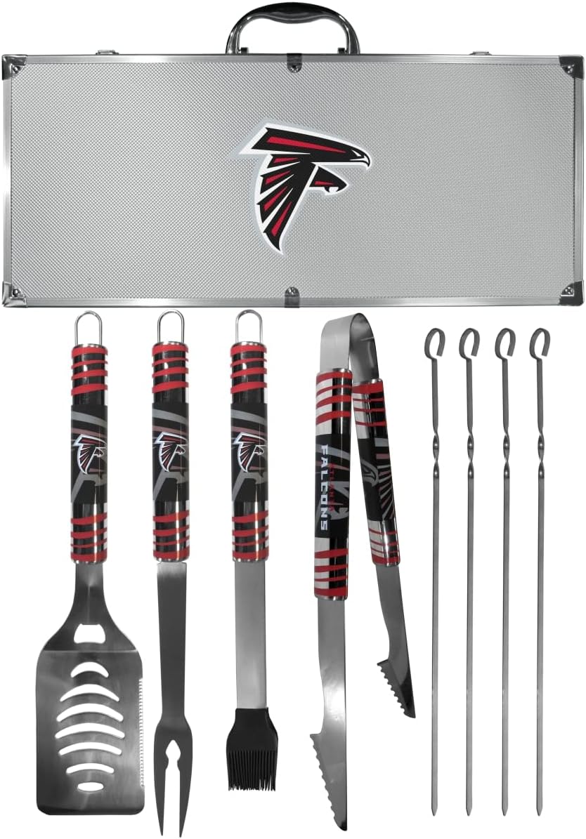 NFL Siskiyou Sports Fan Shop Atlanta Falcons Steel Tailgater BBQ Set w/Case 8 piece Gray