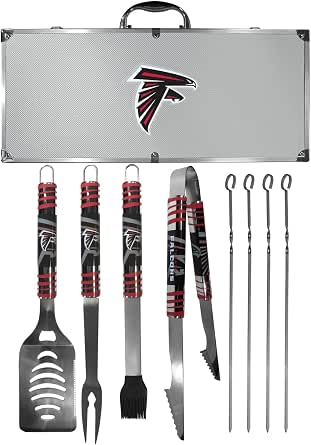 NFL Atlanta Falcons Steel Tailgater BBQ Set with Case, 8 Pieces