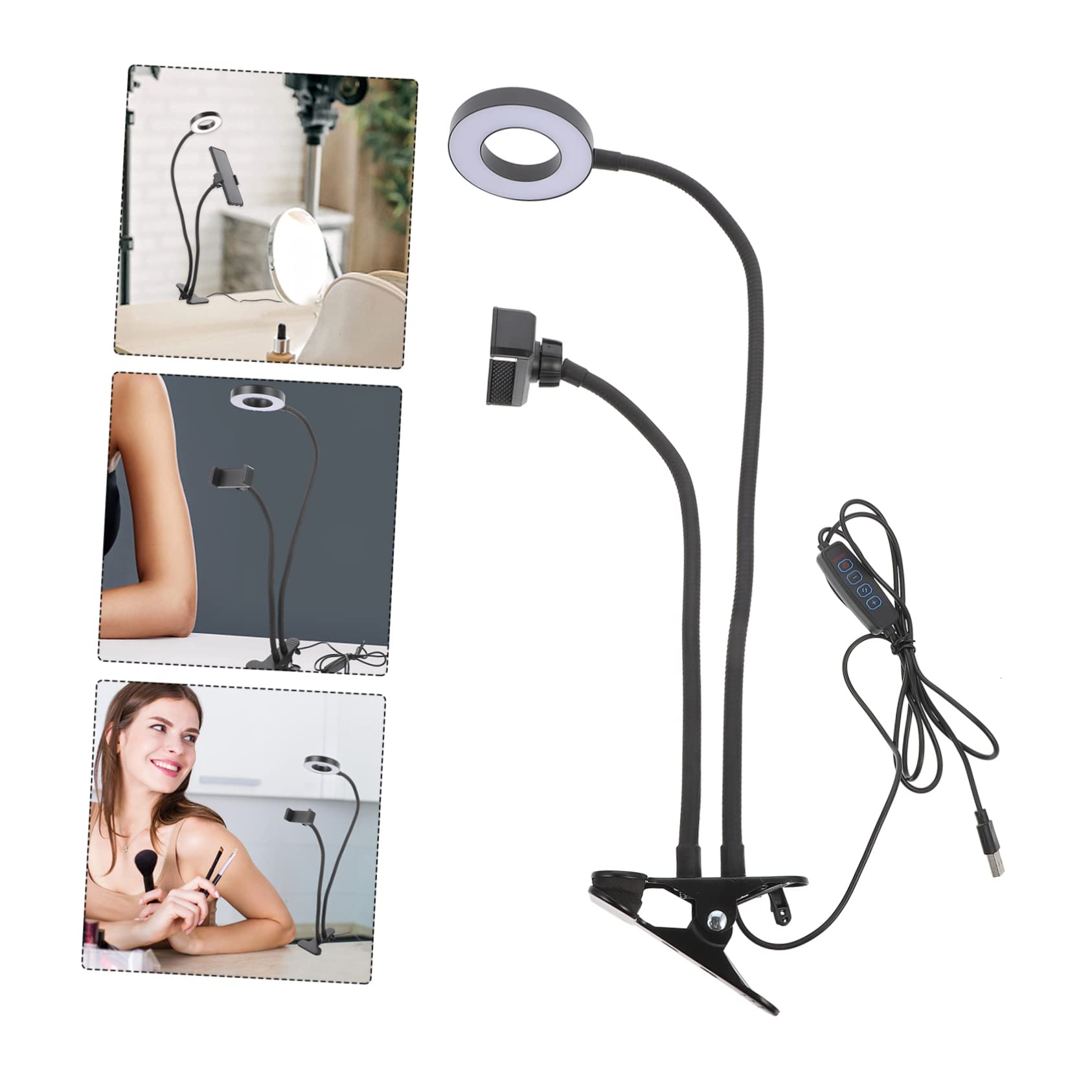 DOITOOL 1 Set Two-in-one Fill Light Adjustable Ring Light Photography Ring Light Keyboard Satellite Shaft Makeup Light Ring Video Conference Ring Light Live Led Abs Mobile Phone Holder