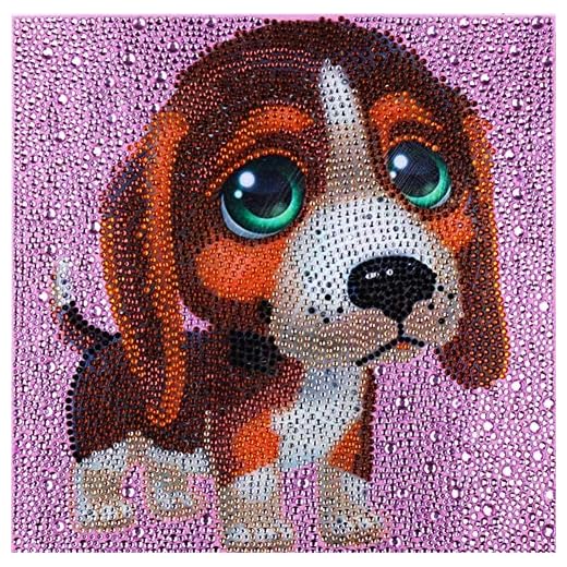 LPRTALK DIY 5D diamantmålning efter siffror uppsättningar, hel rund och specialformad borr panda kristall harts broderi dotz kit korsstygn mosaik tillverkning tillbehör konst hantverk för väggdekoration Söt hund