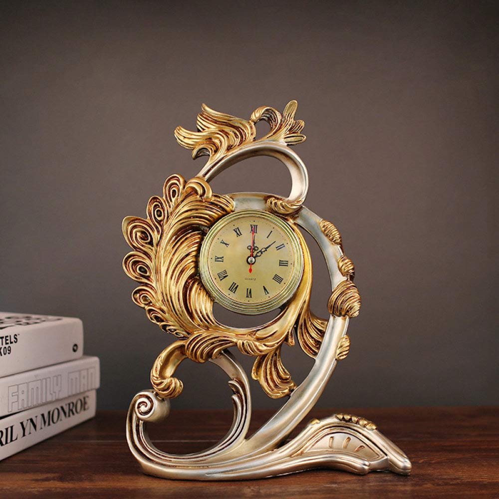 Statue plume en résine avec horloge moderne pour déco maison et bureau