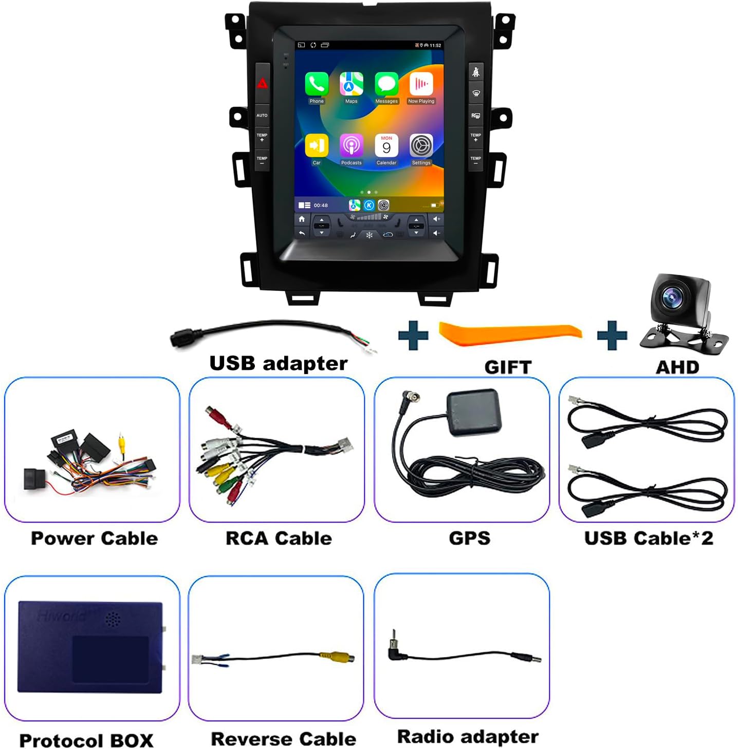 4G+64G Car stereo For Ford Edge Radio Upgrade 2011 2012 2013 2014, 9.7 Inch Tesla Style Touch Screen radio Replacement, Built-In Wireless Carplay Android Auto, Back Up Camera GPS Bluetooth SWC FM WIFI