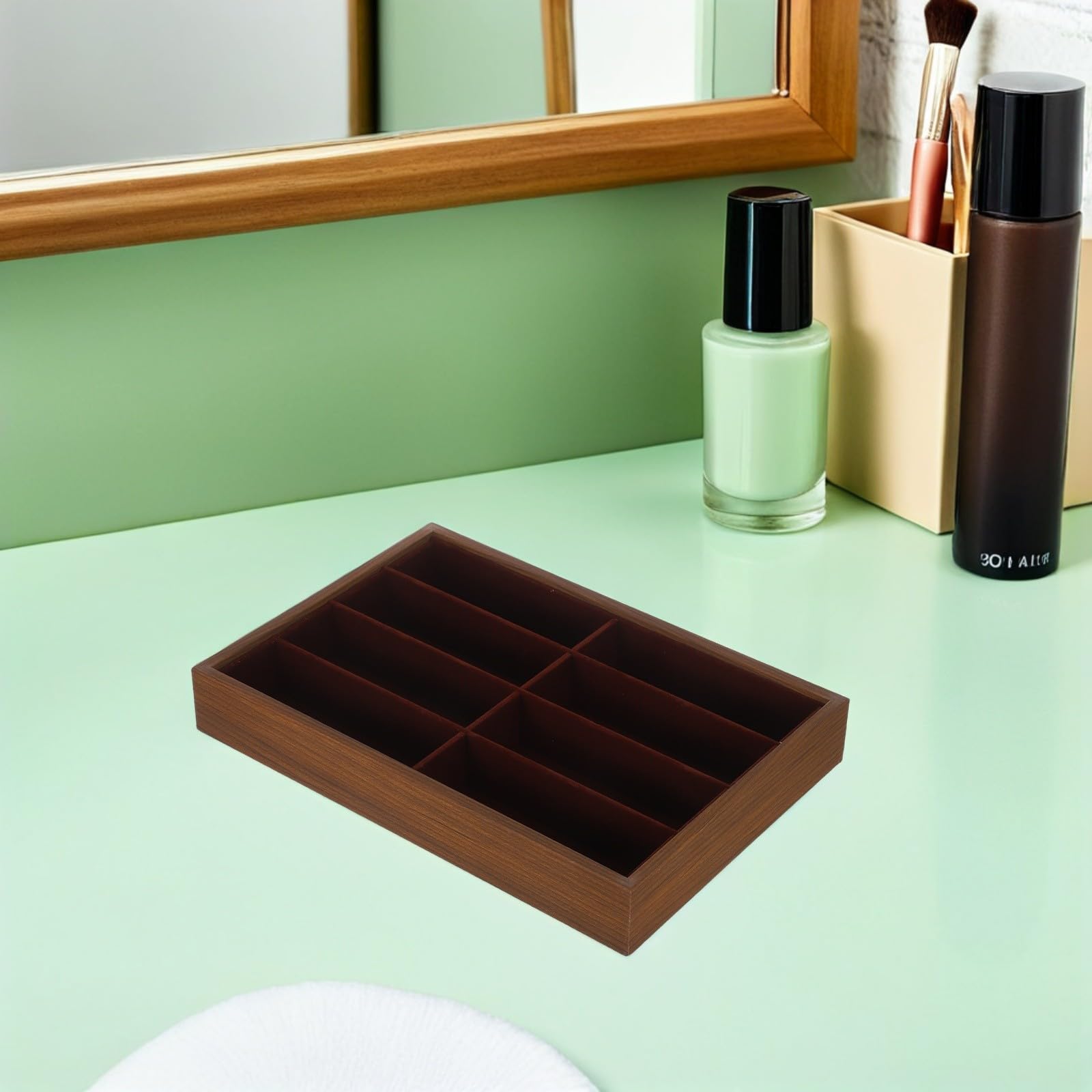 INOOMP Bandeja organizadora de Gafas de Sol de Madera: Estuche para Guardar Gafas con 8 Ranuras - Soporte para de Escritorio - Bandeja para - Caja para exhibir Joyas