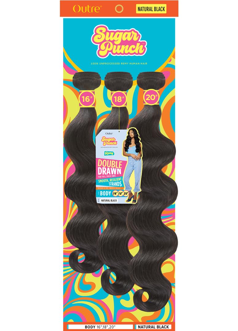 Sugar Punch 100% Unprocessed Remi Human Hair - Body 10" 12" 14" (NATURAL) NATURAL 10-12-14 Inch