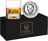 LORSIA Hand Blown Crystal Skull Whiskey Glasses Set of 2 - 10oz Old Fashioned Bourbon Glasses in Gift Box for Scotch, Cocktails, Halloween Gifts for Men