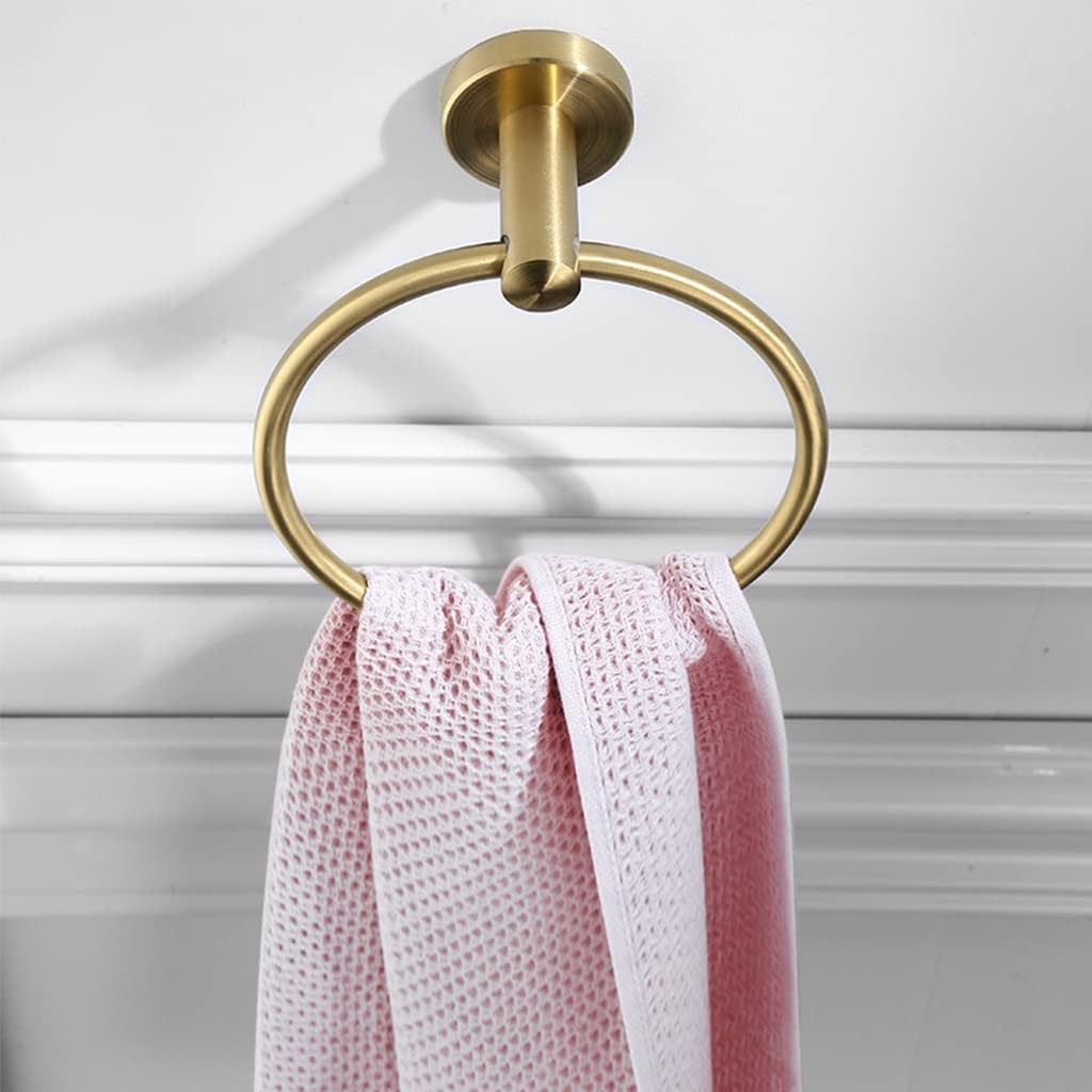 LSLYTQ Bathroom Hardware Brushed Gold Towel Ring, Hanging Towel Hanger Hand Towel Ring, Wall Mounted