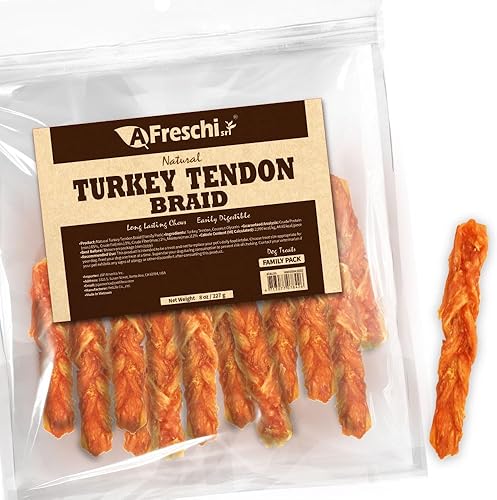 Miniatura 20 de AFreschi tendones de pavo para perros, de origen estadounidense, golosinas saludables para perros, masticables sin cuero crudo para cachorros,