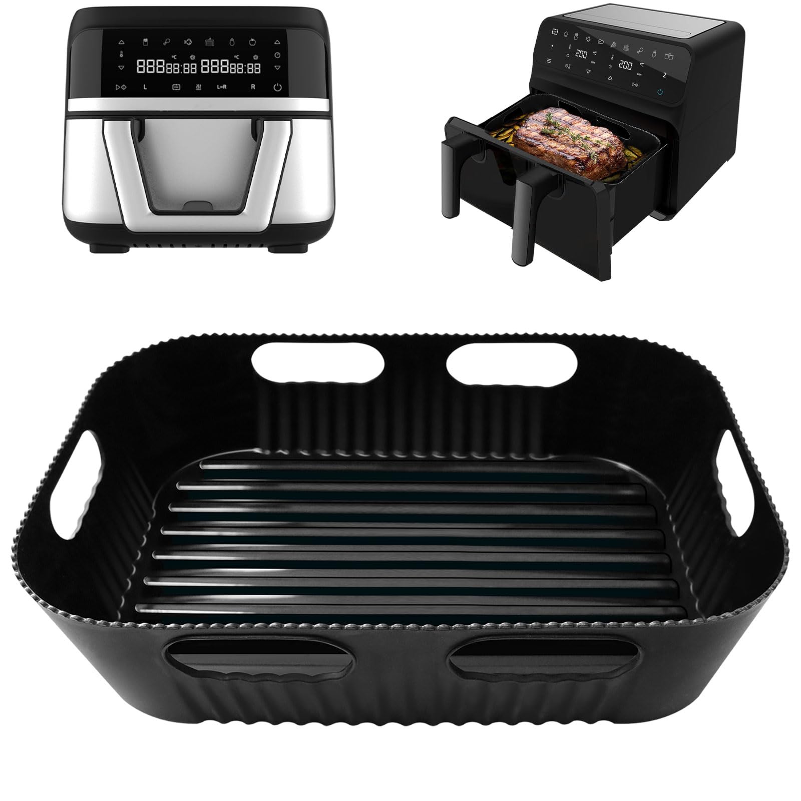 Molde Silicona Freidora de Aire sólo para Cecotec 9 L Cecofry Dual 9000 Air Fryer, Accesorios Freidora de Aire sin Aceite, Reutilizable Moldes Silicona Air Fryer