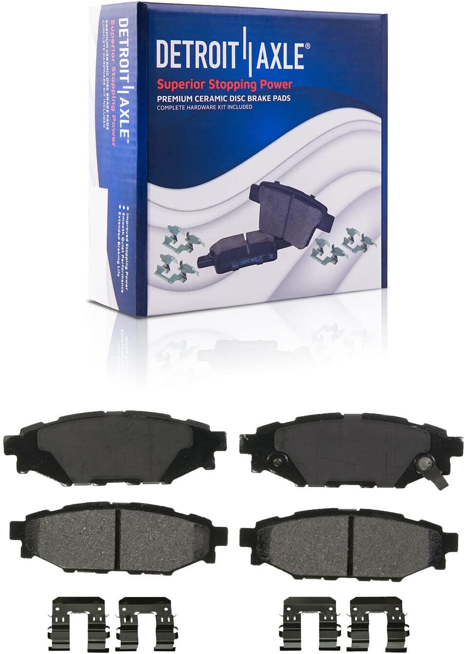 Detroit Axle - Brake Kit for Subaru Impreza Legacy Outback Forester, 11.53'' inch Front and 11.26'' inch Rear Drilled & Slotted Brake Rotors Ceramic Brake Pads Wheel Lug Nuts Replacement