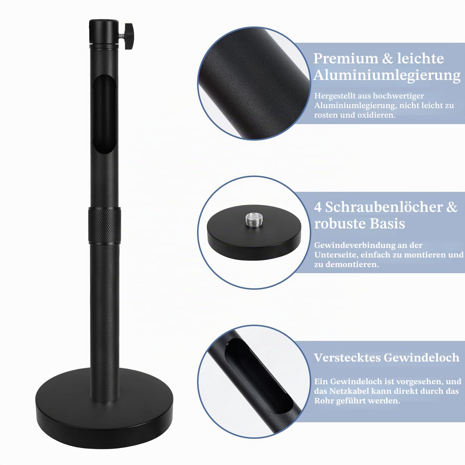 Dadabig Universal Deckenhalterung für Beamer Projektor-Wandhalterung Aluminiumlegierung 360° Schwenkbar bis 4Kg Deckenabstand 20-40cm Schwarze mit 5X Gewinde Universal Adapter
