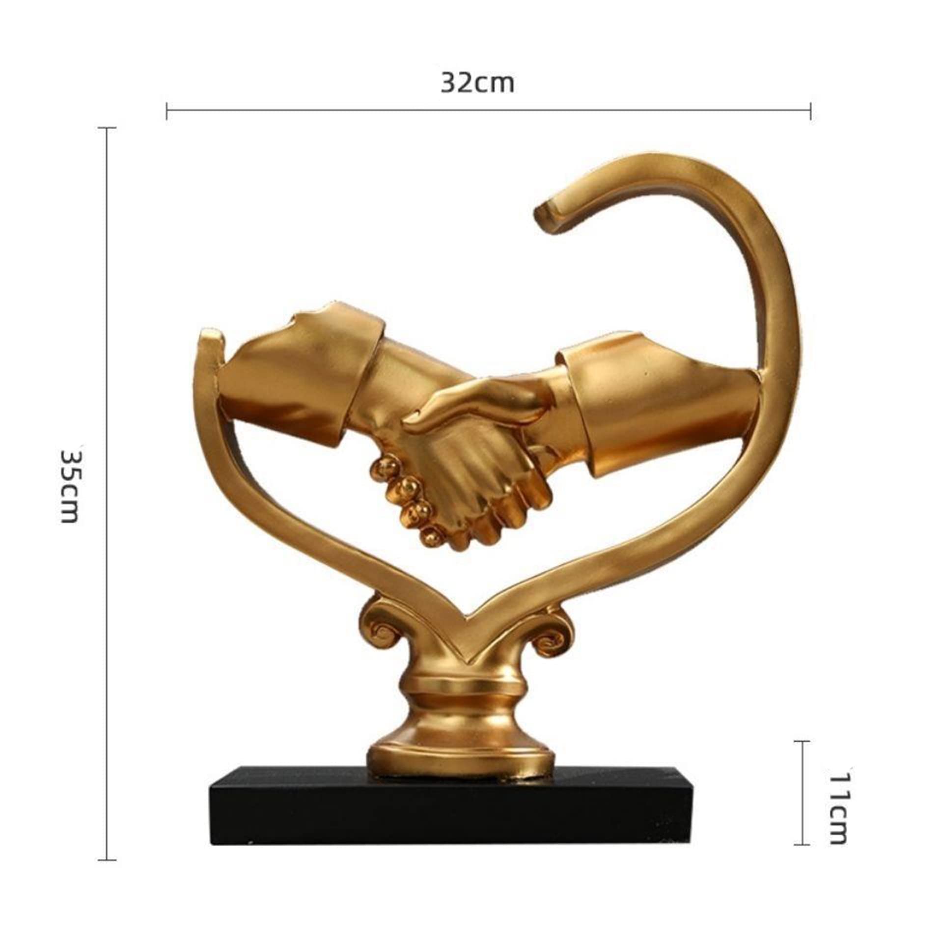 Scultura Moderna della Decorazione della Stretta di Mano, Home Decor Resina Statua Room Artigianato Creativo Regalo Art Ornamenti per Bookself TV Stand-Bronzo 32 * 35cm,A