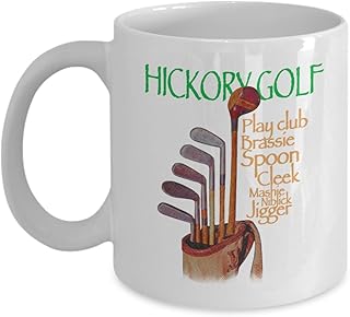 Hickory Golf Clubs Coffee Mug Player Club Brassie Spoon Cleek Mashie Niblick Jigger Perfect Personal Man or Woman Present 11oz